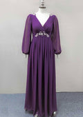 Sheath/Column Empire Long/Floor-Length Chiffon Mother of the Bride Dress with Beading Embroidery BM bride