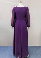 Sheath/Column Empire Long/Floor-Length Chiffon Mother of the Bride Dress with Beading Embroidery BM bride