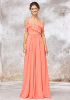 Long/Floor-Length Chiffon Bridesmaid Dress, Sweetheart Neckline, Sleeveless, With Pleats BM bride