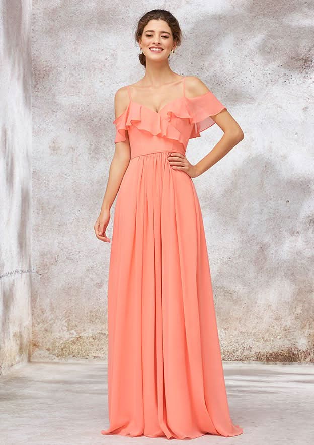 Long/Floor-Length Chiffon Bridesmaid Dress, Sweetheart Neckline, Sleeveless, With Pleats BM bride