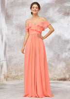 Long/Floor-Length Chiffon Bridesmaid Dress, Sweetheart Neckline, Sleeveless, With Pleats BM bride