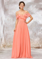 Long/Floor-Length Chiffon Bridesmaid Dress, Sweetheart Neckline, Sleeveless, With Pleats BM bride