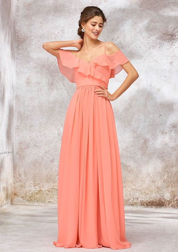 Long/Floor-Length Chiffon Bridesmaid Dress, Sweetheart Neckline, Sleeveless, With Pleats BM bride