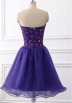Enchanting A-Line Sweetheart Sleeveless Tulle Mini Homecoming Dress With Beading And Rhinestones BM bride