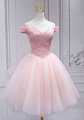 Radiant A-Line Off-The-Shoulder Sleeveless Tulle Mini Homecoming Dress With Sequins And Beading BM bride