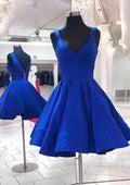 Sleek A-Line V-Neck Sleeveless Elastic Satin Mini Homecoming Dress BM bride