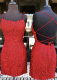 Chic Sheath/Column Bateau Sleeveless Lace Mini Homecoming Dress With Beading BM bride