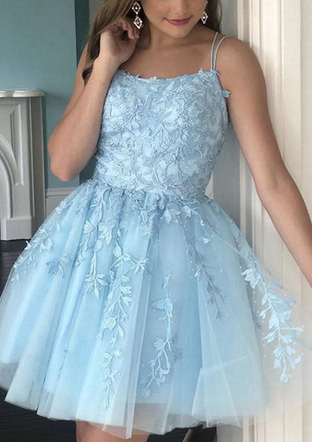Chic A-Line Scoop Neck Sleeveless Lace Mini Homecoming Dress With Beading BM bride