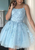 Chic A-Line Scoop Neck Sleeveless Lace Mini Homecoming Dress With Beading BM bride