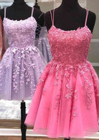 Chic A-Line Scoop Neck Sleeveless Lace Mini Homecoming Dress With Beading BM bride