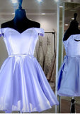 Graceful A-Line Off-The-Shoulder Sleeveless Charmeuse Mini Homecoming Dress BM bride