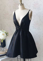 Elegant A-Line V-Neck Sleeveless Taffeta Mini Homecoming Dress With Ruffles BM bride