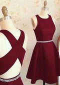 Modern A-Line Bateau Sleeveless Mini Homecoming Dress With Beading Bandage BM bride