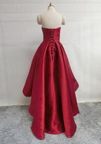 Modern A-Line Sweetheart Sleeveless Satin Asymmetrical Homecoming Dress With Pleats BM bride