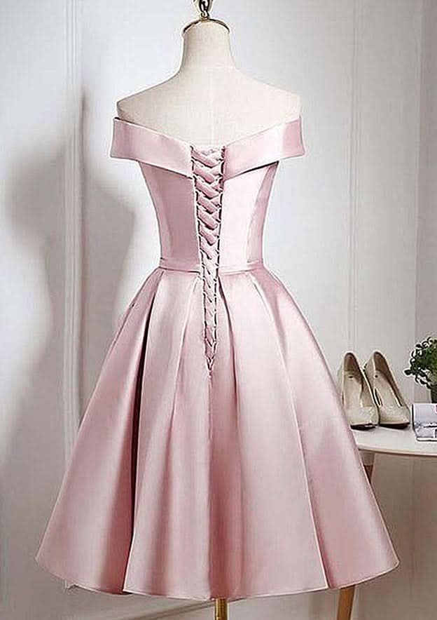 Stylish A-Line Off-The-Shoulder Sleeveless Satin Mini Homecoming Dress BM bride