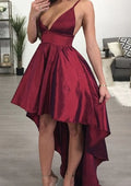 Unique A-Line V-Neck Sleeveless Taffeta Asymmetrical Homecoming Dress BM bride