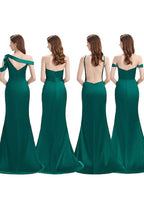 Trumpet/Mermaid Floor-Length Silk-Like Satin Bridesmaid Dress, Sleeveless With Pleats And Split BM bride