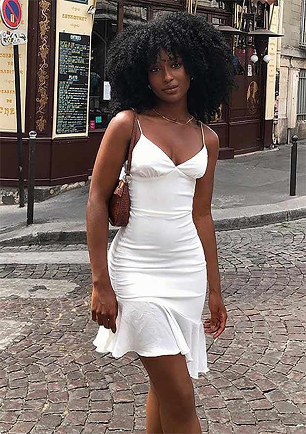 Sheath V-Neck Mini Elastic Satin Stretch Crepe Homecoming Dress - Trendy Cocktail Dress BM bride