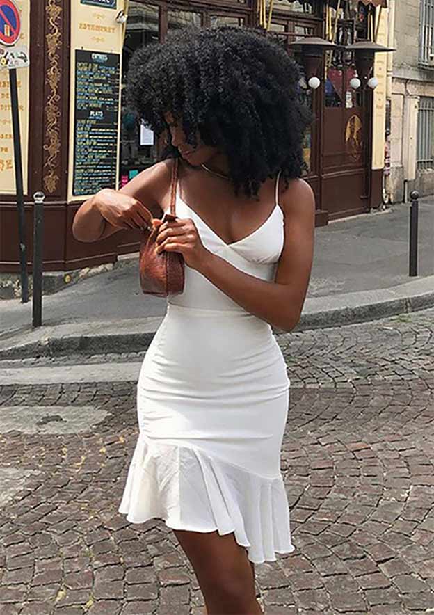 Sheath V-Neck Mini Elastic Satin Stretch Crepe Homecoming Dress - Trendy Cocktail Dress BM bride