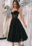 A-Line Sweetheart Sleeveless Tea-Length Tulle Homecoming Dress BM bride