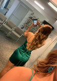 Sheath V-Neck Mini Silk-Like Satin Homecoming Dress - Luxurious Evening Wear BM bride