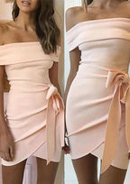 Ruffled Mini Satin A-Line Dress With V-Neck & Sleeveless Design - Homecoming Elegance BM bride