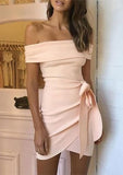 Ruffled Mini Satin A-Line Dress With V-Neck & Sleeveless Design - Homecoming Elegance BM bride