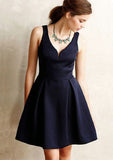 A-Line V-Neck Sleeveless Mini Satin Homecoming Dress BM bride