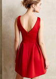 A-Line V-Neck Sleeveless Mini Satin Homecoming Dress BM bride