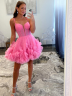Yara |A-Line V Neck Short Tulle Homecoming Dress BM bride