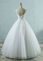 Beaded Sweetheart Covered Button Sleeveless Tulle Ball Gown Wedding Dress with Sweep Train BM bride