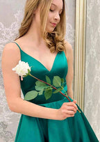 Stunning A-Line V-Neck Sleeveless Satin Mini Homecoming Dress BM bride