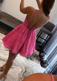 A-Line V-Neck Mini Sequined Homecoming Dress With Pockets - Sparkling Party Dress BM bride