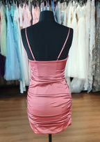 Sleek Sheath/Column Square Neckline Sleeveless Satin Mini Homecoming Dress BM bride