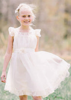 Graceful Chiffon Bateau Neck Knee-Length A-line Flower Girl Dress with Lace BM bride