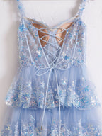 Princess A-Line Off-the-Shoulder Corset Prom Dress with Beautiful Lace Ruffles BM bride