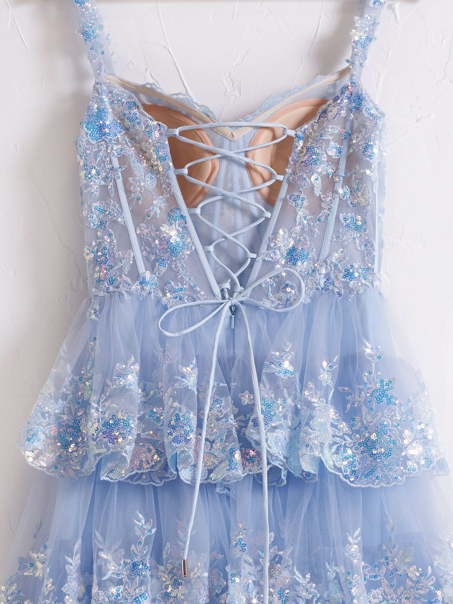 Princess A-Line Off-the-Shoulder Corset Prom Dress with Beautiful Lace Ruffles BM bride