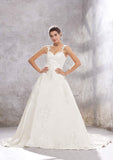 Beautiful Ball Gown Princess Sweetheart Sleeveless Chapel Train Satin Wedding Dress with Appliqueds and Sequins BM bride