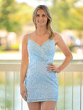 Briony |Sheath V Neck Sequin Homecoming Dress BM bride