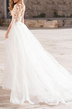 Long Sleeve Lace Mermaid Wedding Dress BM bride