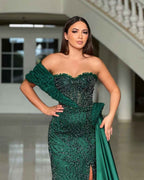 Charming Stain One-Shoulder Long Mermaid Prom Dress With Split HF0006