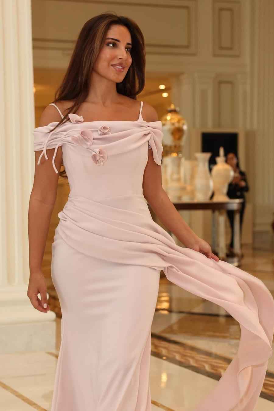 Off the Shoulder Sleeveless Pleated Long Prom Dress With Ruffles