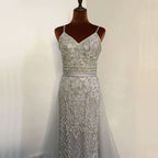 Champagne Sequined Mesh Prom Dress with Sleeveless A-Line Backless Style BM bride