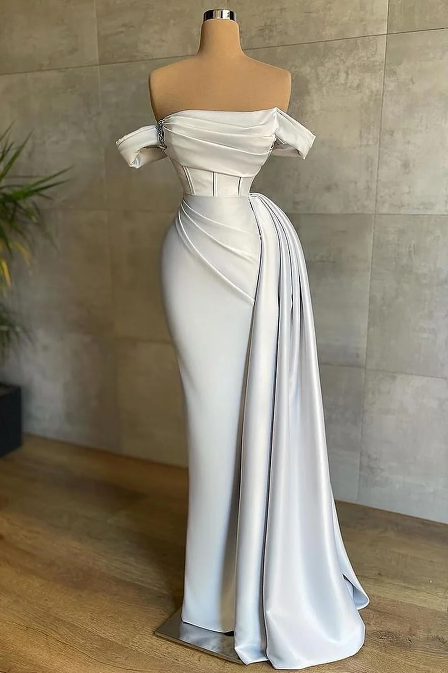 Beautiful White Pleated Bateau Sleeveless Prom Dress BM bride