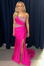 Sparkly Blue Sheath Sequins Long Prom Dress with an Elegant Slit for a Chic Look BM bride