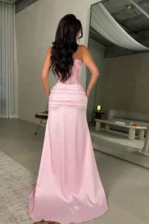Charming Strapless Sleeveless Long Mermaid Prom Dress With Pleated