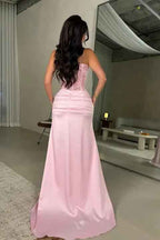 Charming Strapless Sleeveless Long Mermaid Prom Dress With Pleated