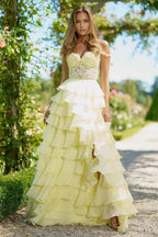 Off the Shoulder Sleeveless Long Prom Dress With Split Appliques