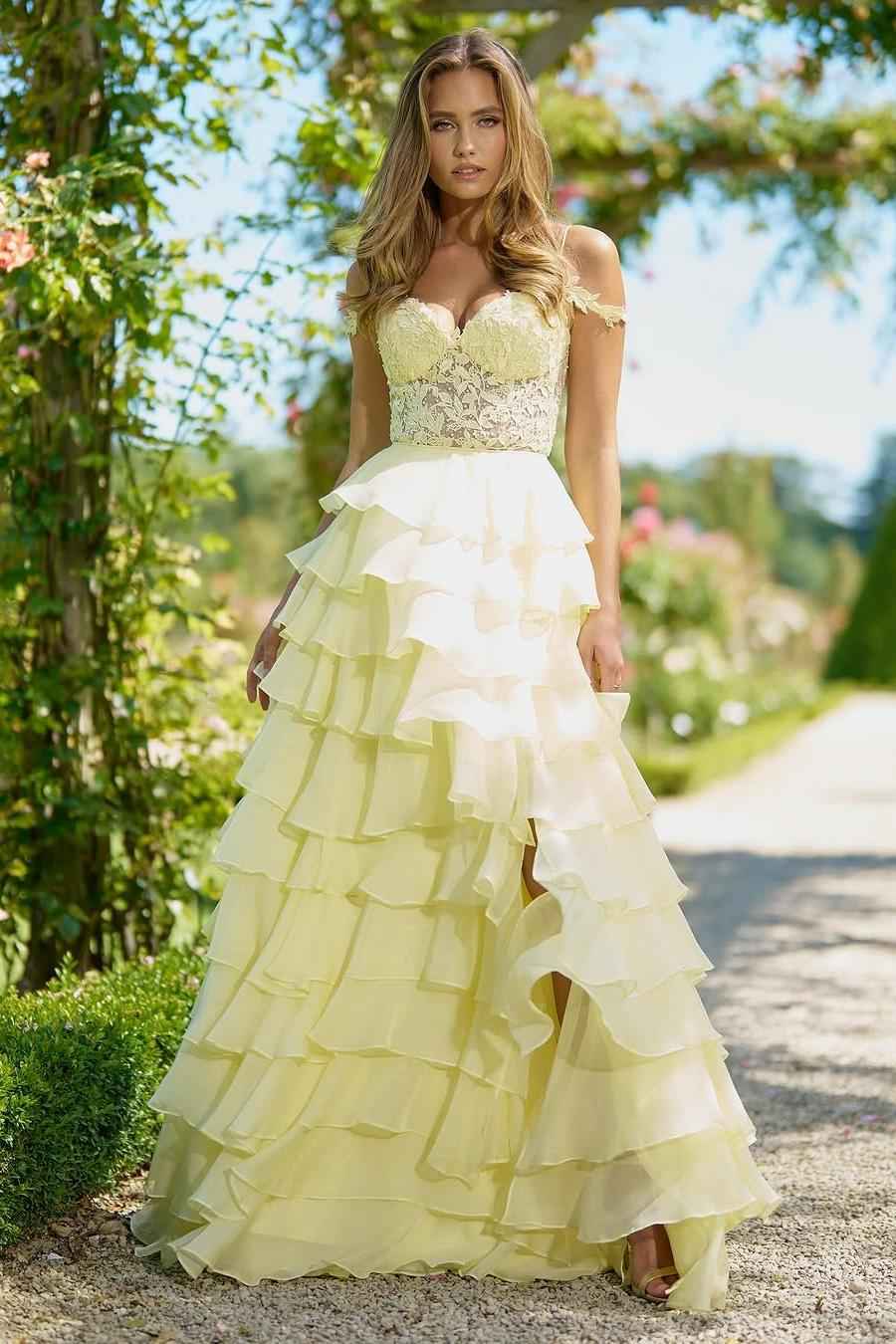 Off the Shoulder Sleeveless Long Prom Dress With Split Appliques