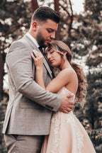 Spaghetti Strap Tulle Lace A-Line Wedding Dress BM bride